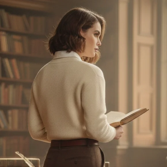 Leith Cream Knit Sweater Small | Old Money Poetcore Winter White - Picture 2 of 14